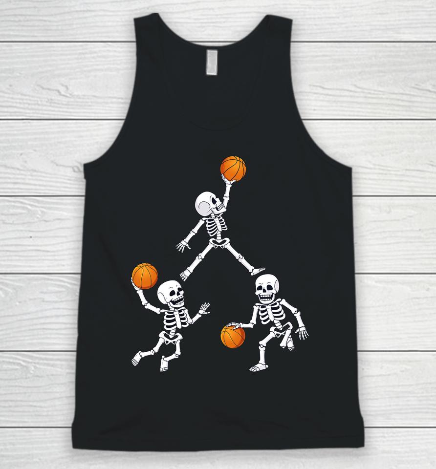 Basketball Halloween Skeleton Dunking Dribble Boys Unisex Tank Top