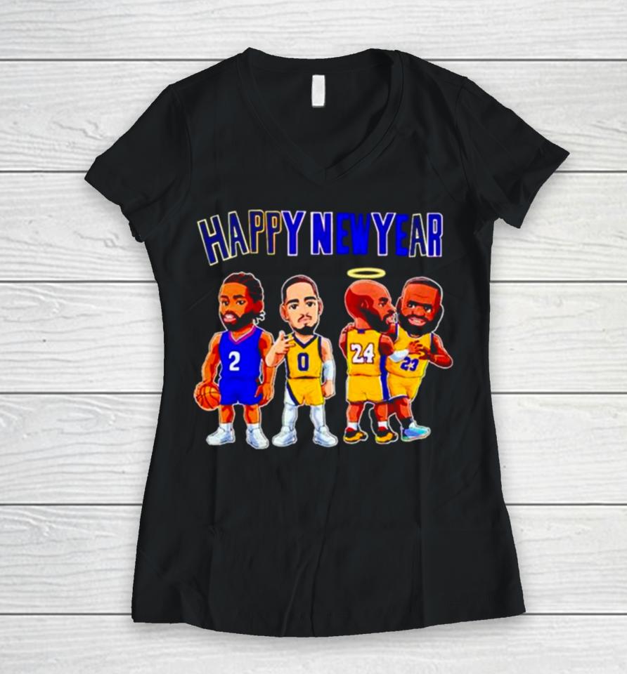 Basketball Legends Happy New Year Women V-Neck T-Shirt