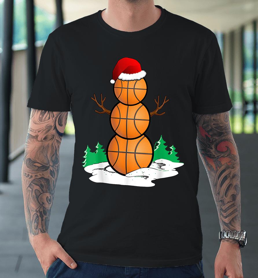 Basketball Snowman Balls Christmas Pajama Premium T-Shirt