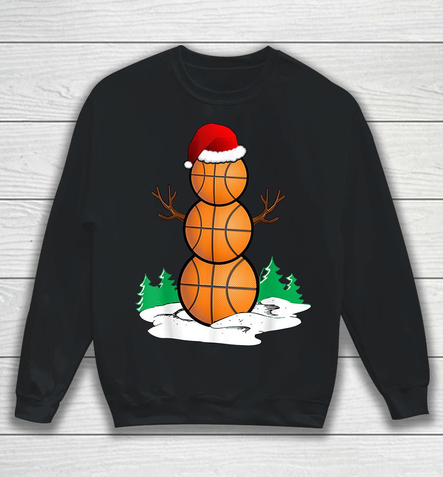 Basketball Snowman Balls Christmas Pajama Sweatshirt