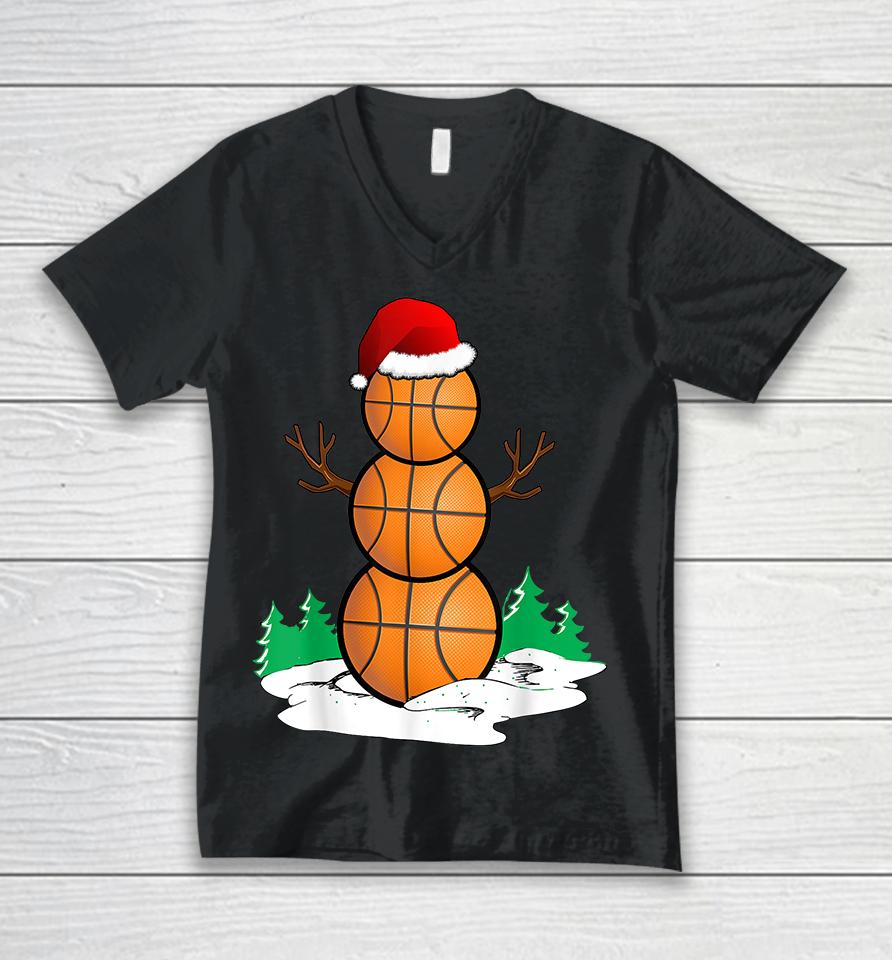 Basketball Snowman Balls Christmas Pajama Unisex V-Neck T-Shirt