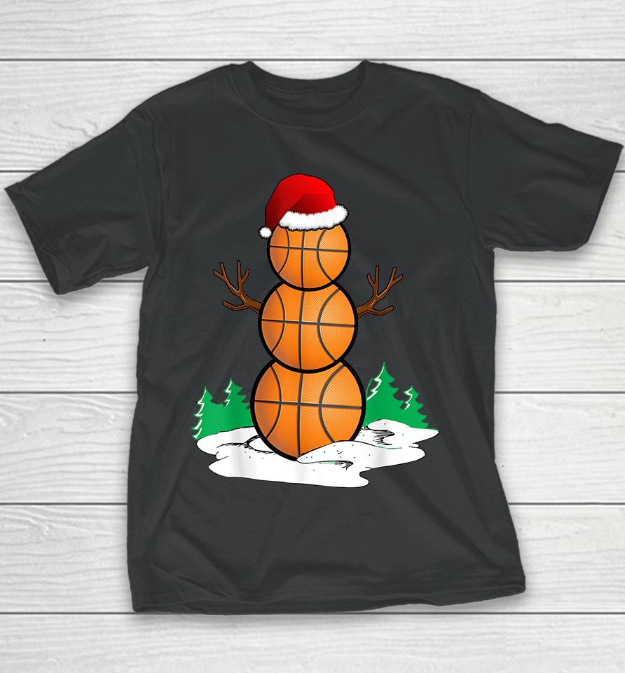 Basketball Snowman Balls Christmas Pajama Youth T-Shirt