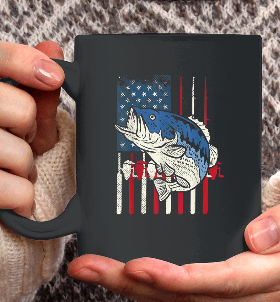 Bass Fish Us American Flag Patriotic Fishing Fisherman Gift Coffee Mug