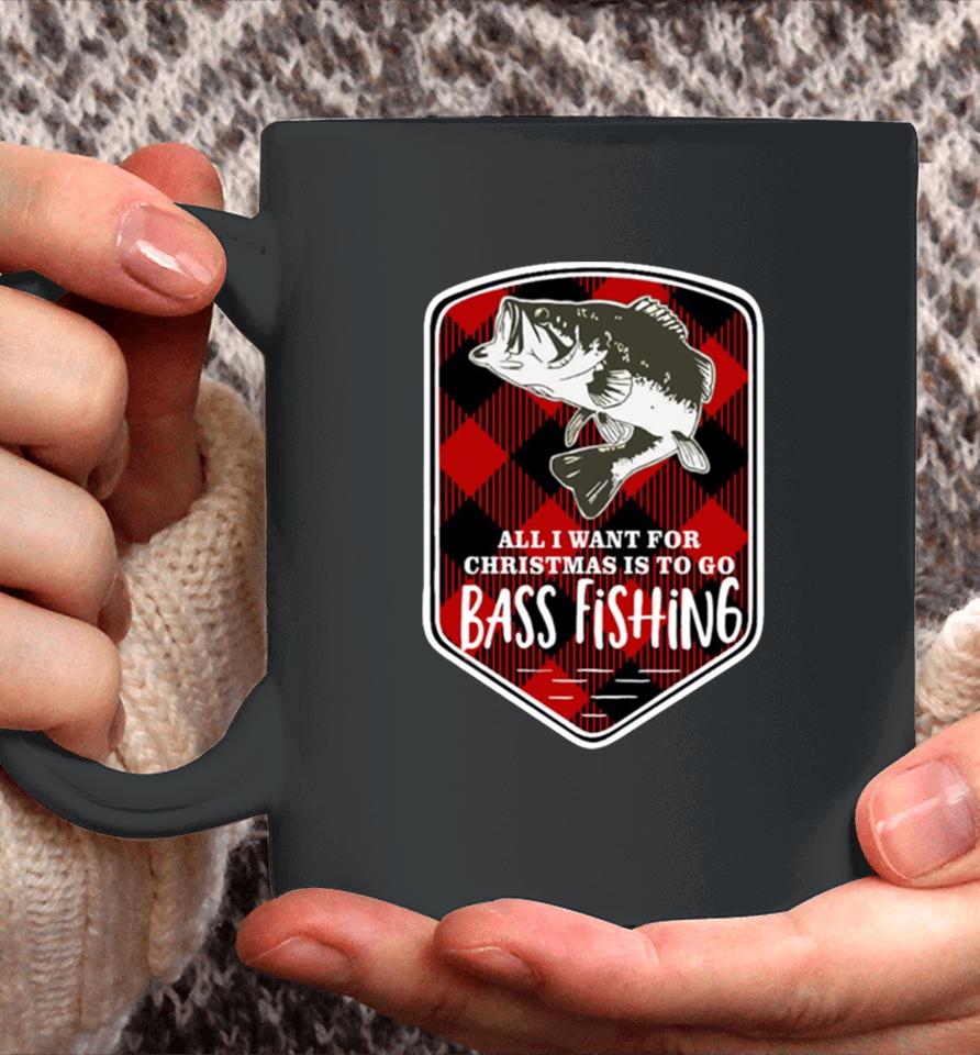 Bass Fishing All I Want Christmas Plaid Coffee Mug