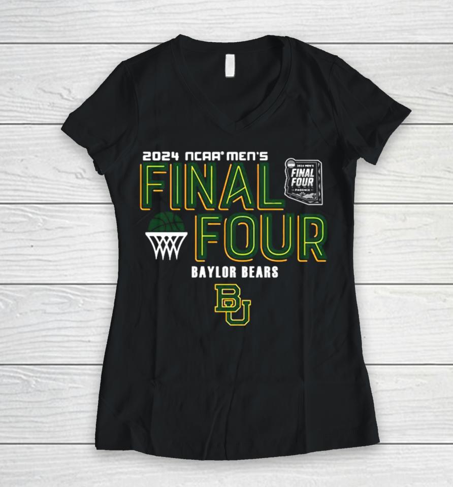 Baylor Bears 2024 Ncaa Men’s Basketball March Madness Final Four Women V-Neck T-Shirt