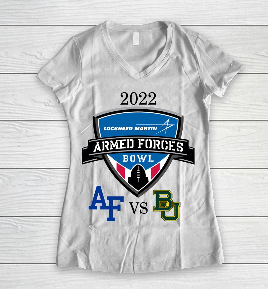 Baylor Tigers Vs Air Force Falcons 2022 Armed Forces Bowl Matchup Women V-Neck T-Shirt