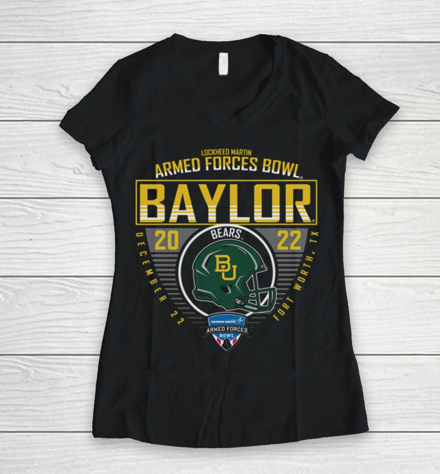 Baylor University 2022 Armed Forces Bowl Bound Champs Women V-Neck T-Shirt