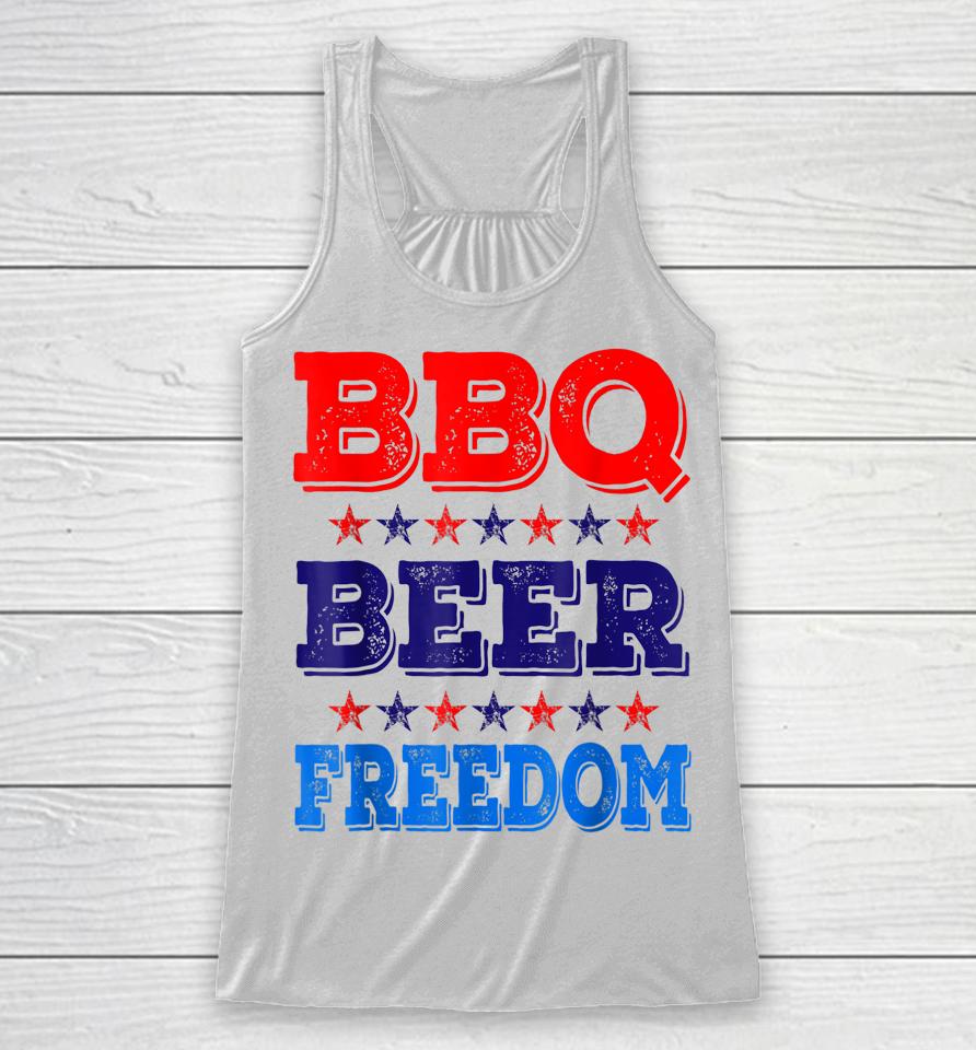 Bbq Beer Freedom America Beer Usa Party 4Th Of July Racerback Tank