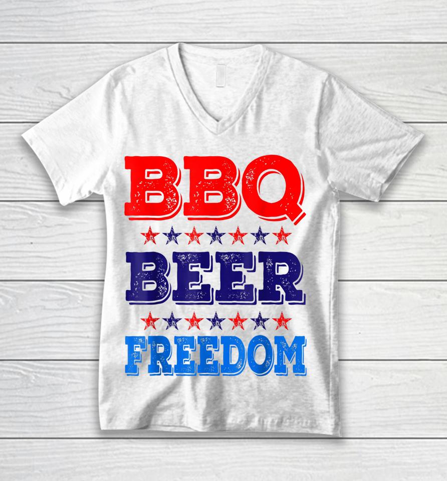 Bbq Beer Freedom America Beer Usa Party 4Th Of July Unisex V-Neck T-Shirt