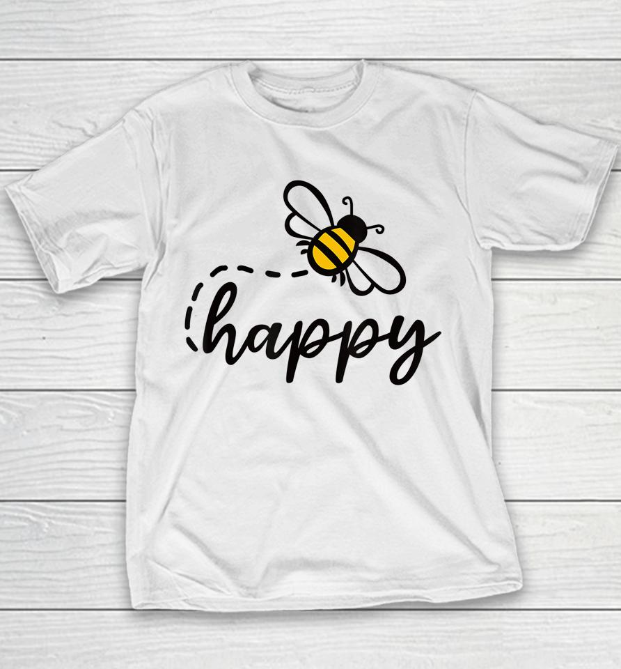 Be Happy Be Kind - Bee Happy Inspirational Motivational Youth T-Shirt