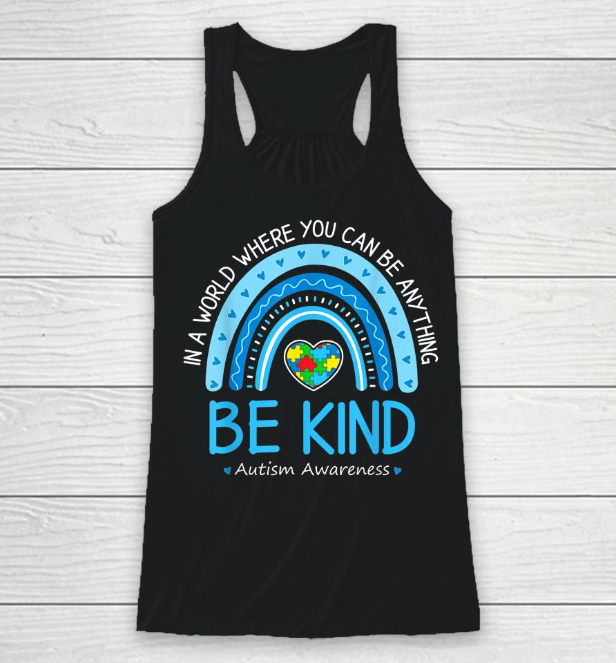 Be Kind Autism Awareness Leopard Rainbow Choose Kindness Racerback Tank