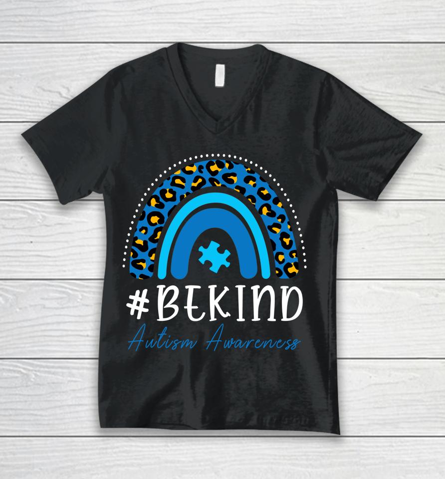Be Kind Autism Awareness Rainbow Unisex V-Neck T-Shirt