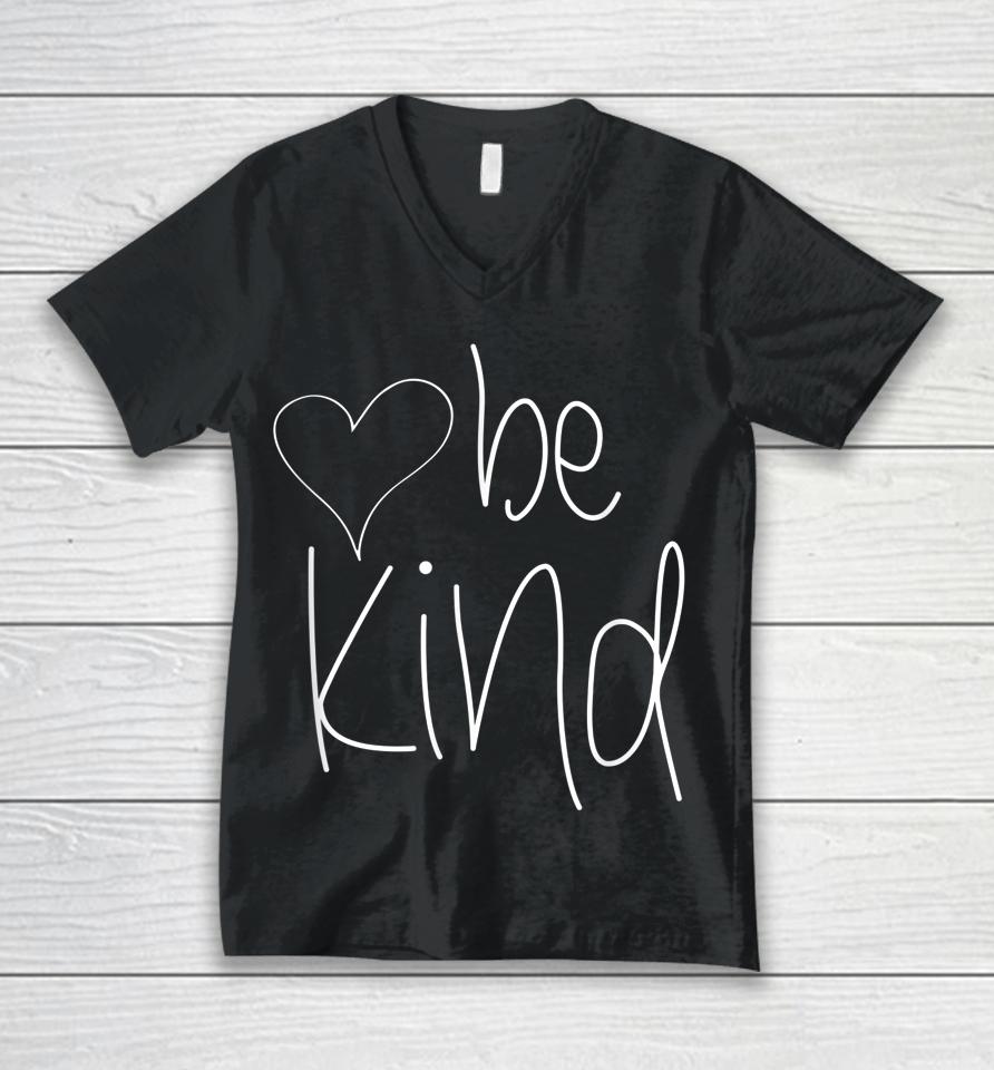 Be Kind Heart Graphic Unisex V-Neck T-Shirt