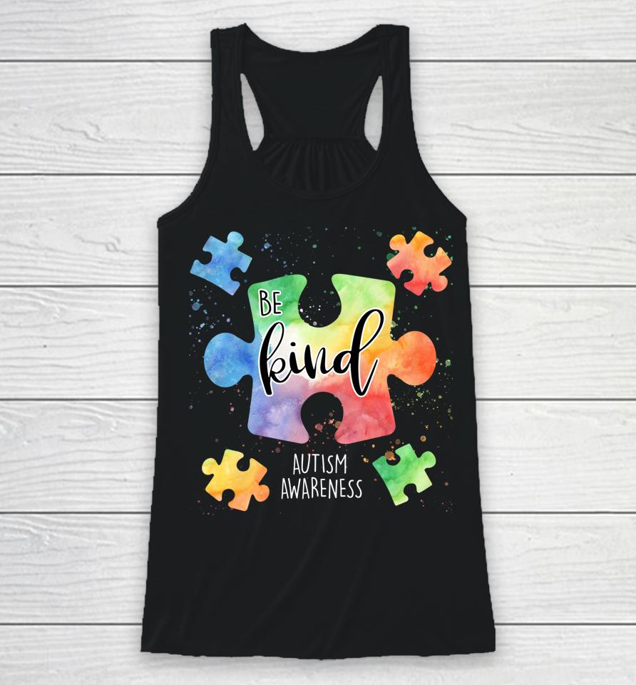Be Kind Puzzle Pieces Cute Autism Awareness Racerback Tank