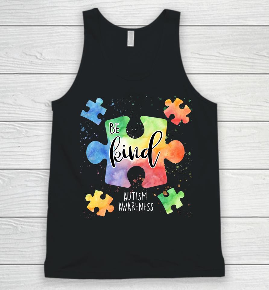 Be Kind Puzzle Pieces Cute Autism Awareness Unisex Tank Top