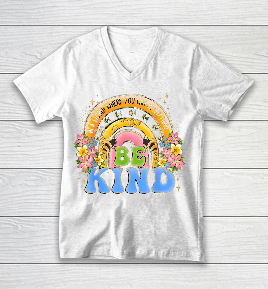 Be Kind Rainbow Anti Bullying Wear Orange Unity Day Unisex V-Neck T-Shirt