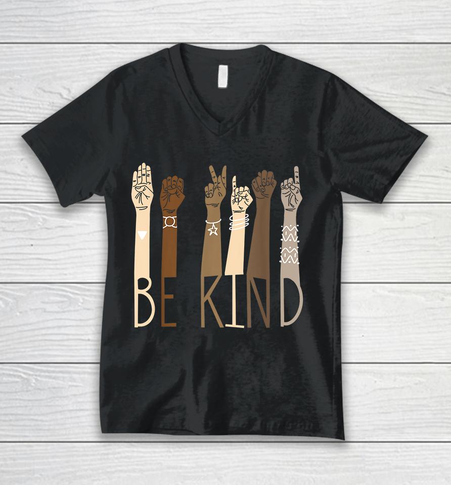 Be Kind Sign Language Unisex V-Neck T-Shirt