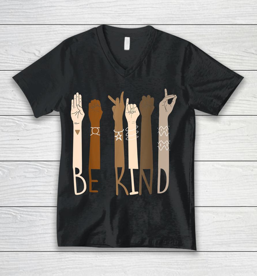 Be Kind Support Diversity Equality Dark Skin Love Unisex V-Neck T-Shirt