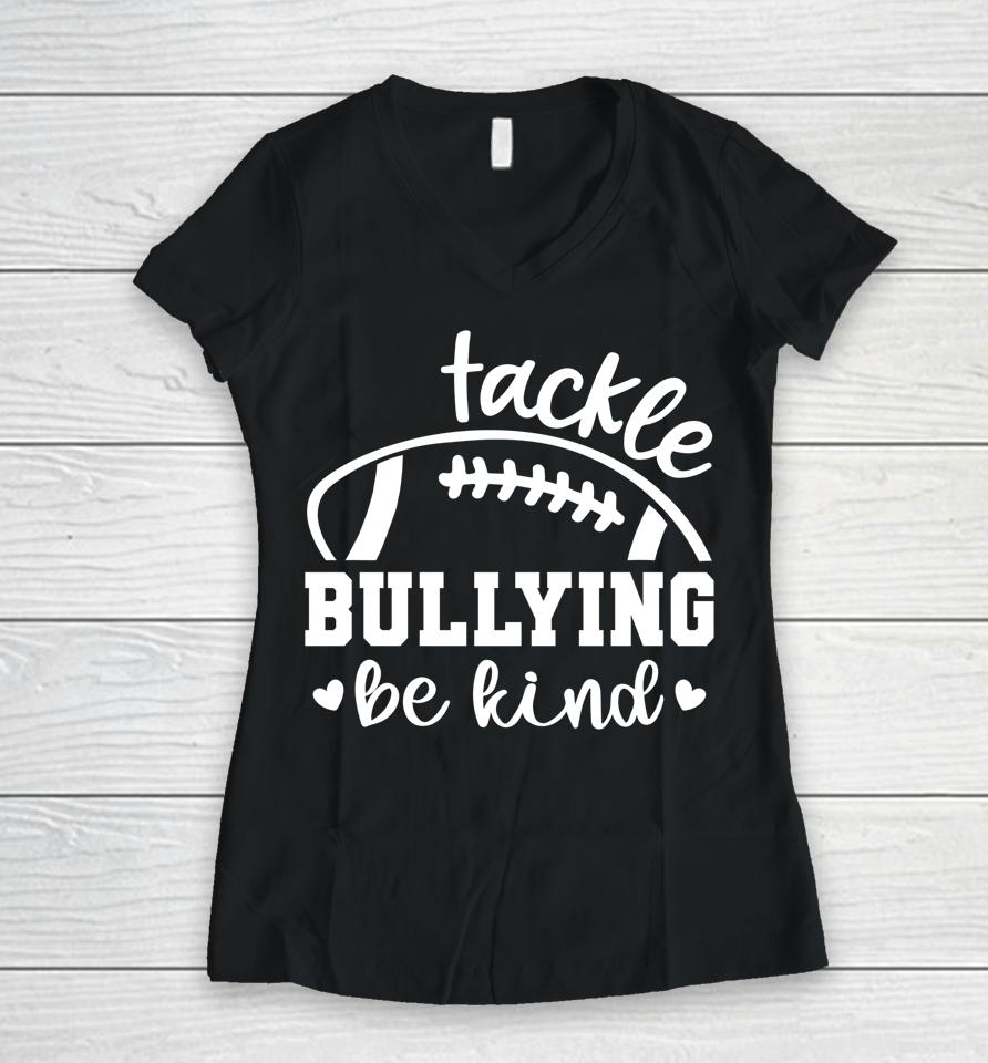 Be Kind Unity Day Orange Anti Bullying Kids Football Women V-Neck T-Shirt