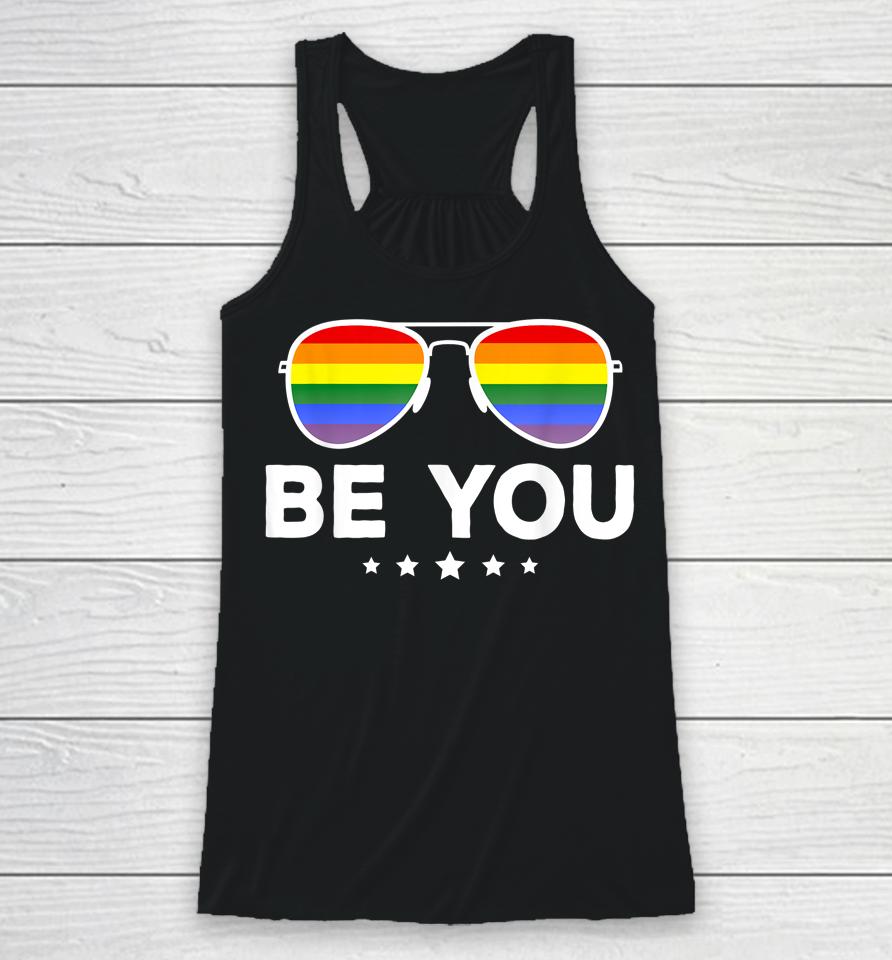 Be You Lgbt Rainbow Sunglasses Racerback Tank