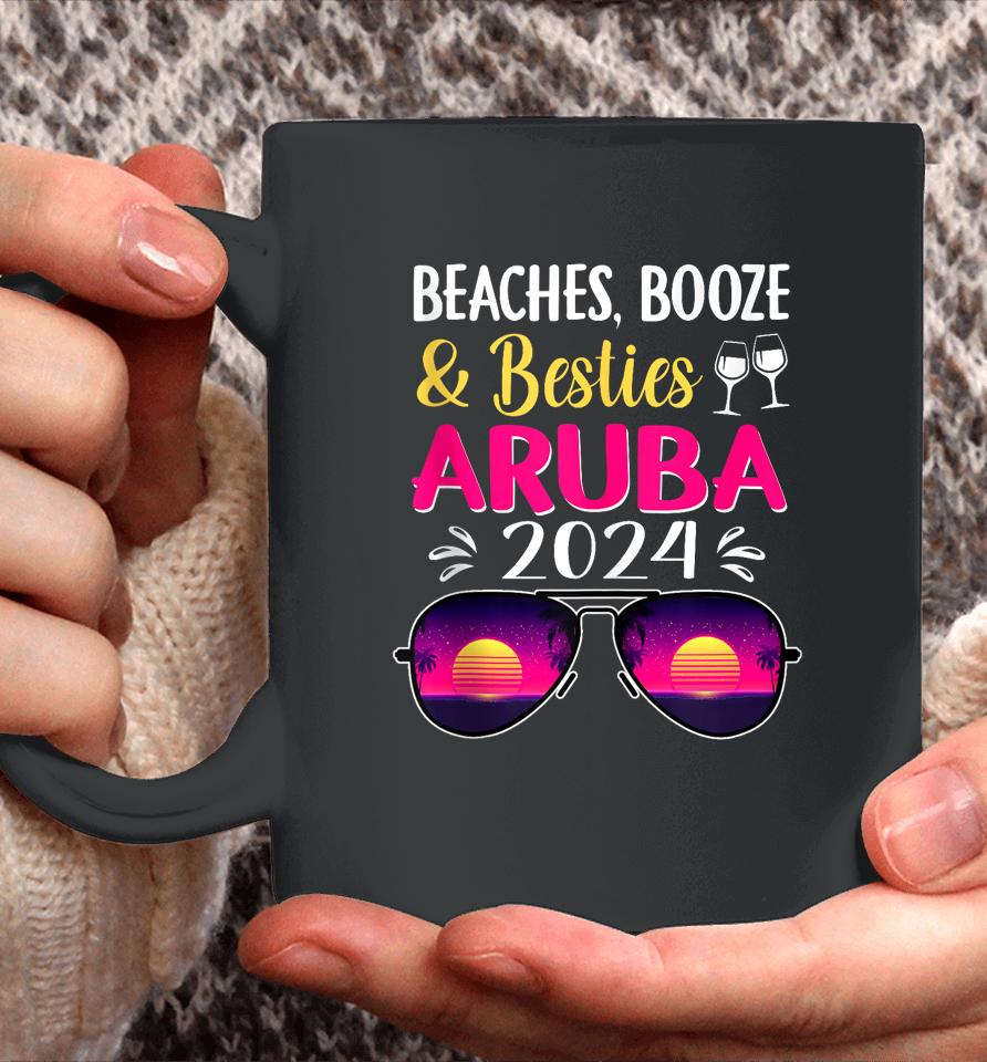 Beaches Booze Besties Aruba 2024 Vacation Spring Break Coffee Mug
