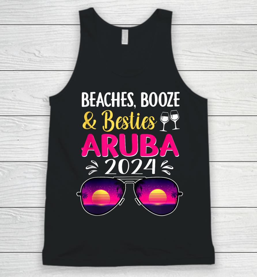 Beaches Booze Besties Aruba 2024 Vacation Spring Break Unisex Tank Top