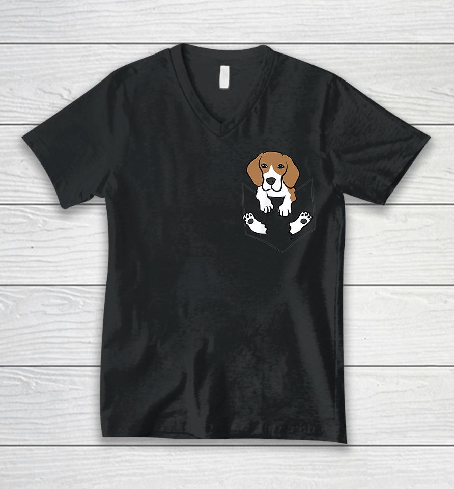 Beagle Dog In The Pocket Unisex V-Neck T-Shirt