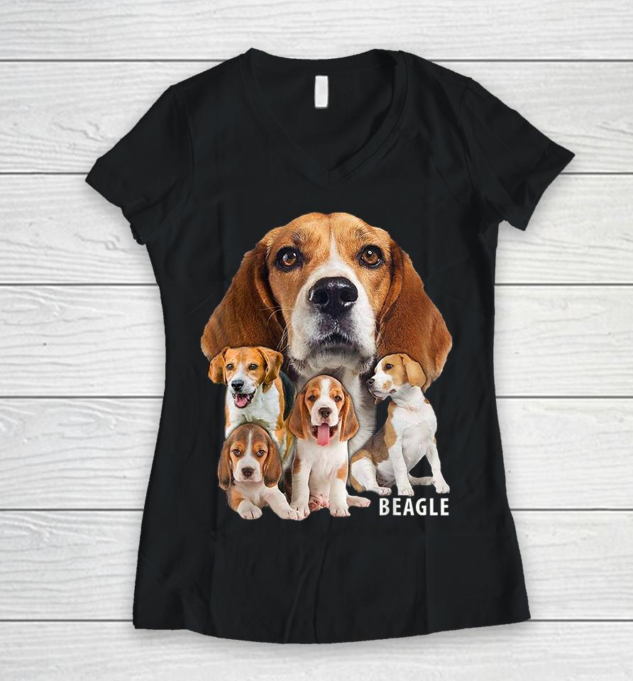 Beagle Dog Women V-Neck T-Shirt