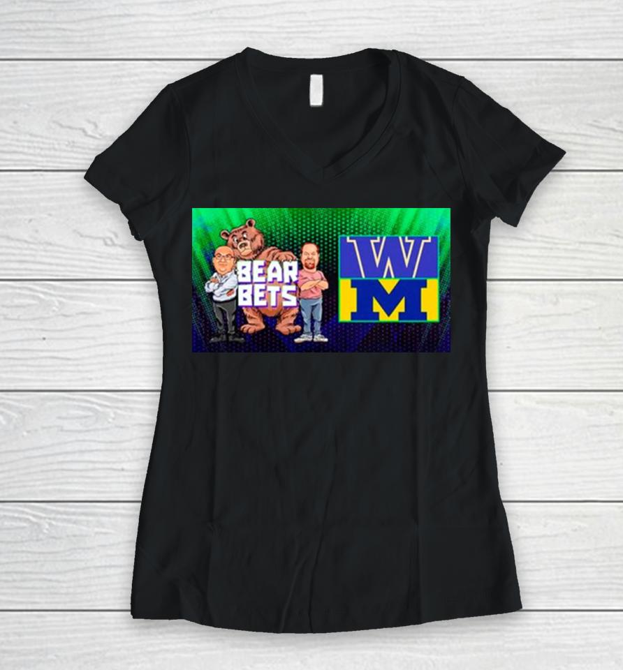 Bear Bets Washington Vs. Michigan National Championship Game Monday Women V-Neck T-Shirt