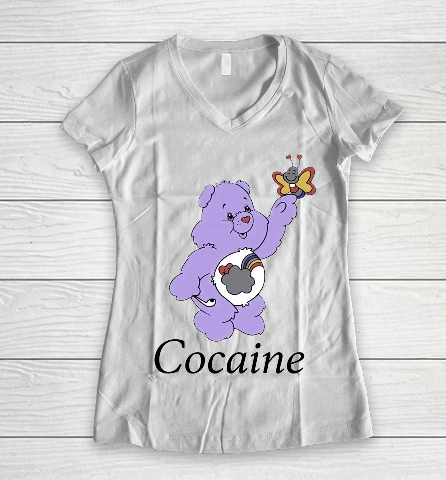 Bear Cocaine Women V-Neck T-Shirt