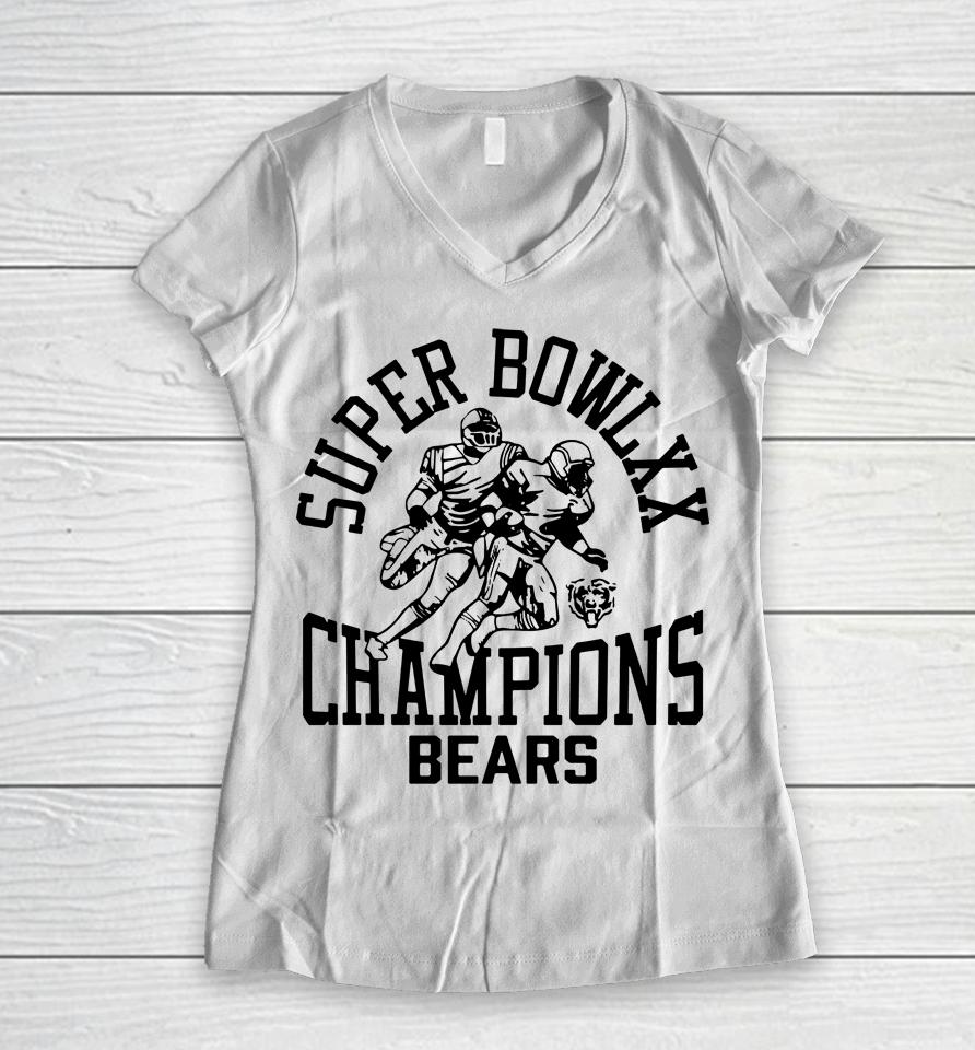 Bears Super Bowl Xx Champs Women V-Neck T-Shirt