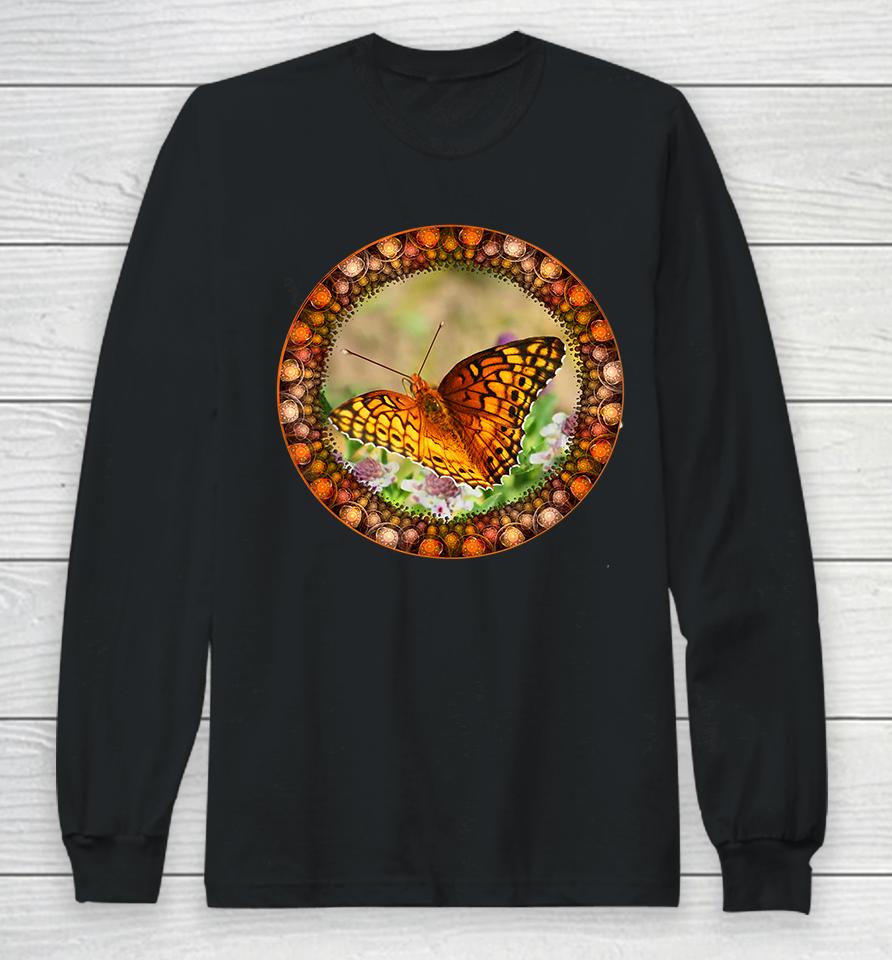 Beautiful Butterfly Among The Flowers Long Sleeve T-Shirt