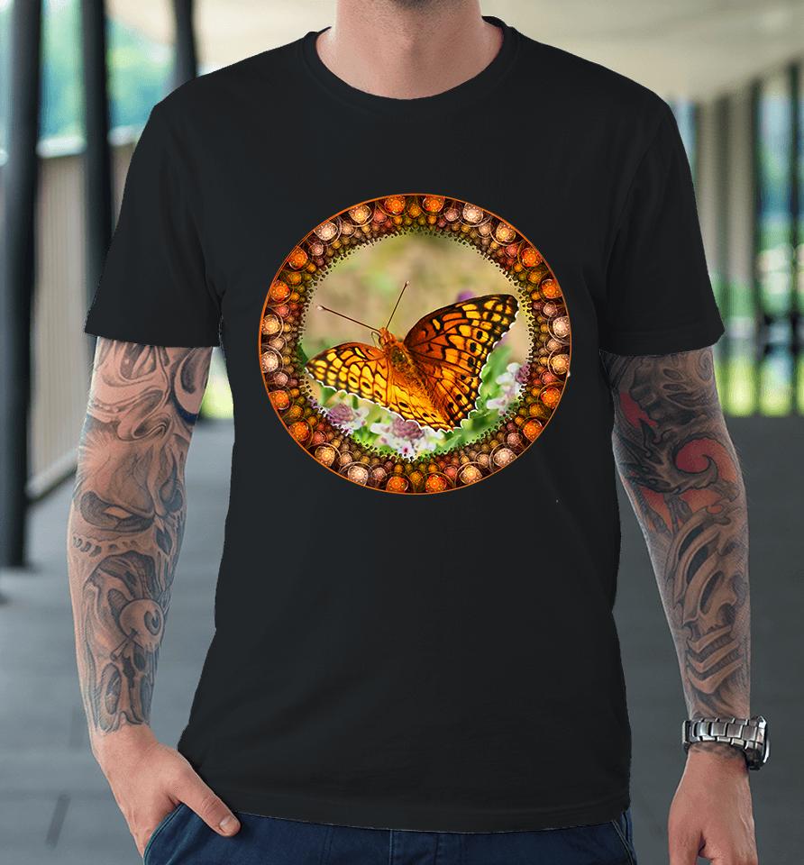 Beautiful Butterfly Among The Flowers Premium T-Shirt