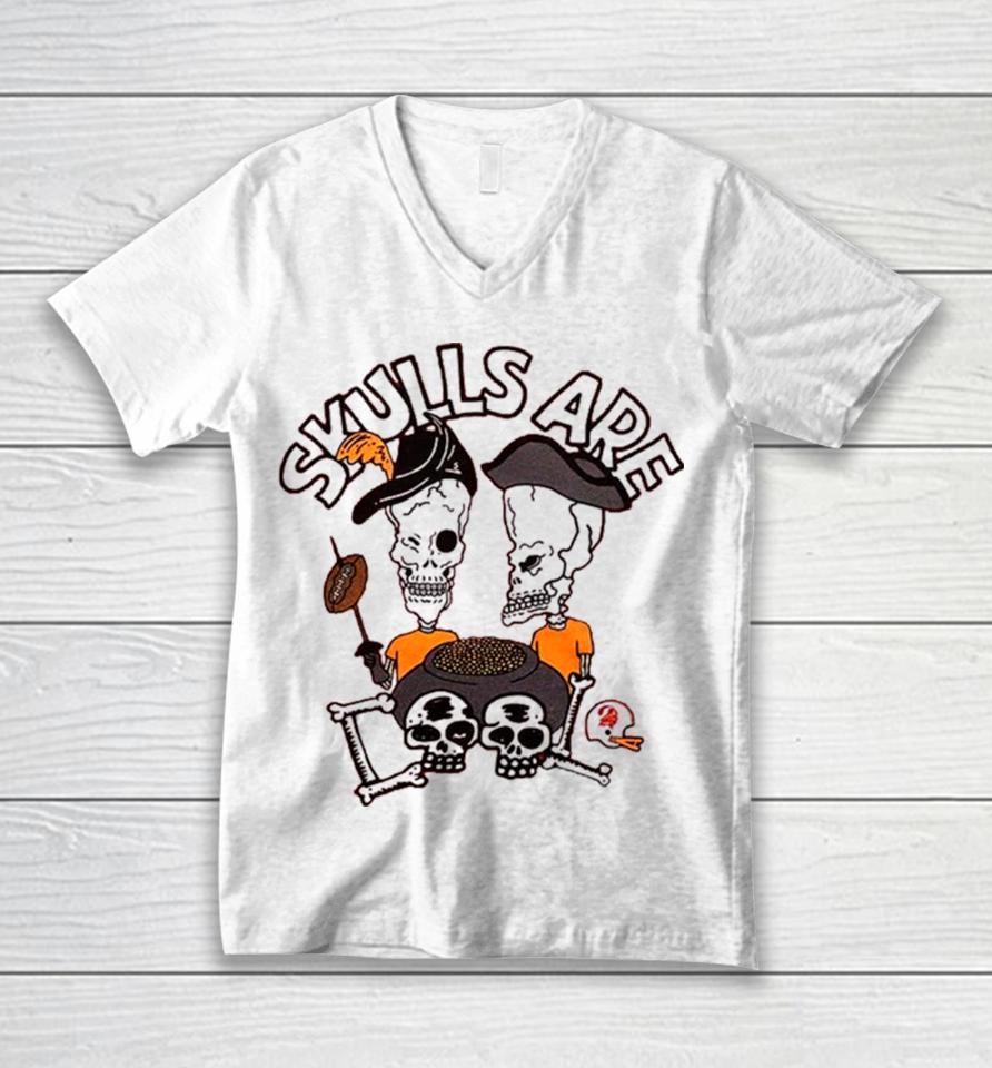 Beavis And Butt Head X Tampa Bay Buccaneers Skulls Unisex V-Neck T-Shirt