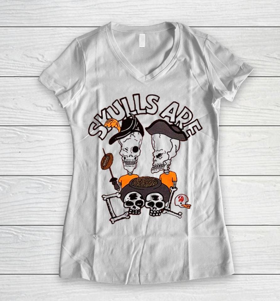 Beavis And Butt Head X Tampa Bay Buccaneers Skulls Women V-Neck T-Shirt