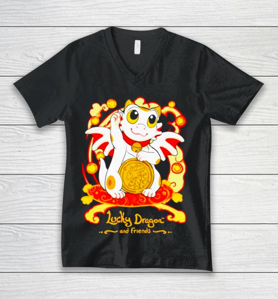 Beckoning Lucky Dragon Unisex V-Neck T-Shirt