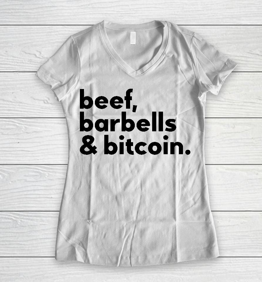 Beef Barbells &Amp; Bitcoin Women V-Neck T-Shirt
