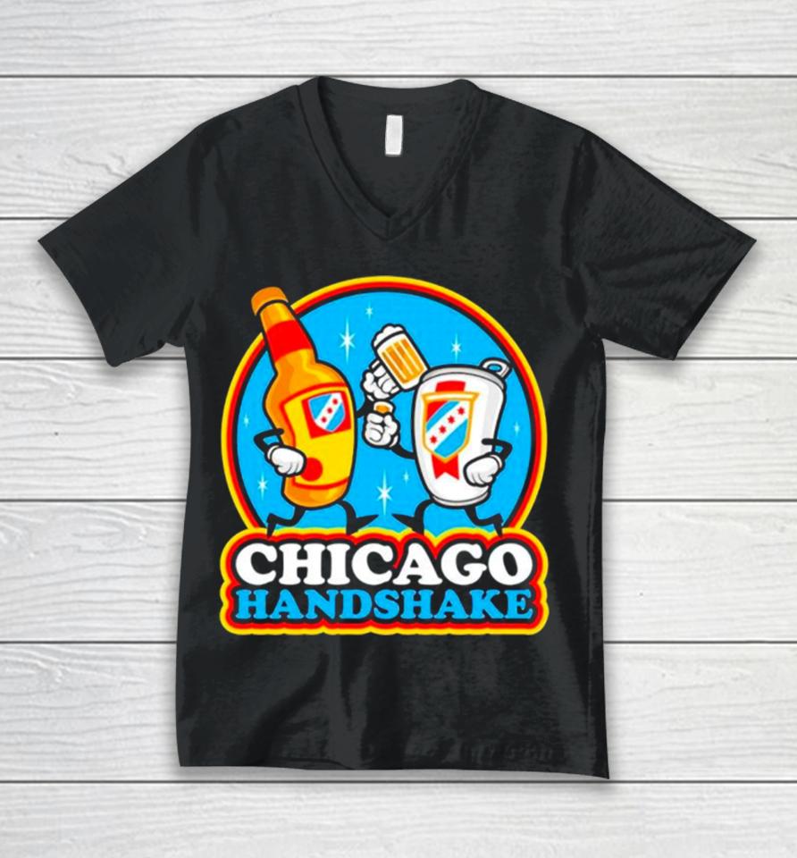 Beer Chicago Handshake Unisex V-Neck T-Shirt