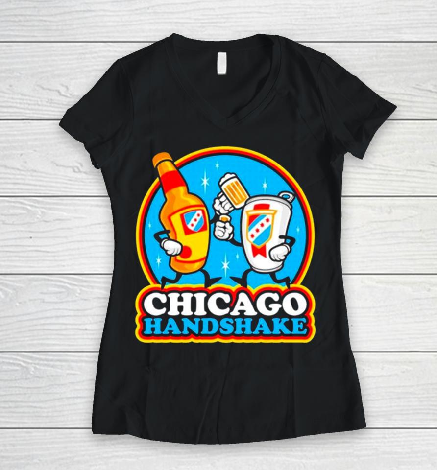 Beer Chicago Handshake Women V-Neck T-Shirt