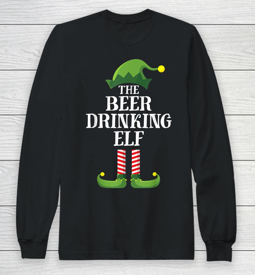 Beer Drinking Elf Matching Family Group Christmas Long Sleeve T-Shirt