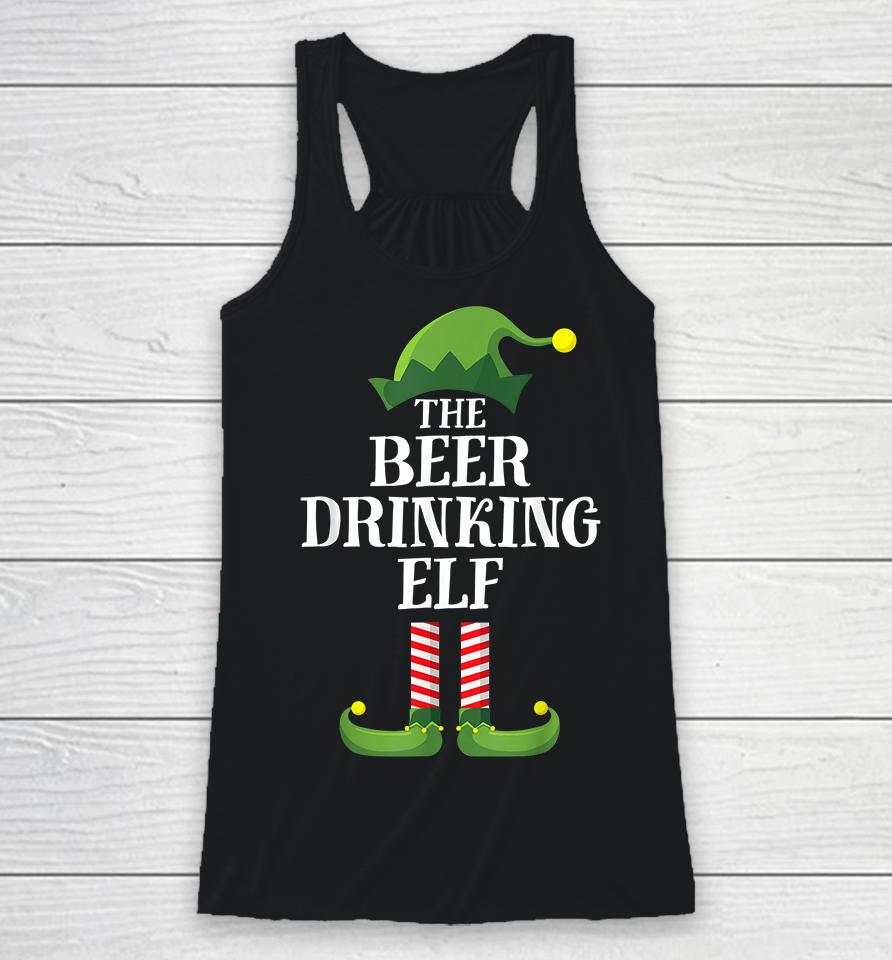 Beer Drinking Elf Matching Family Group Christmas Racerback Tank