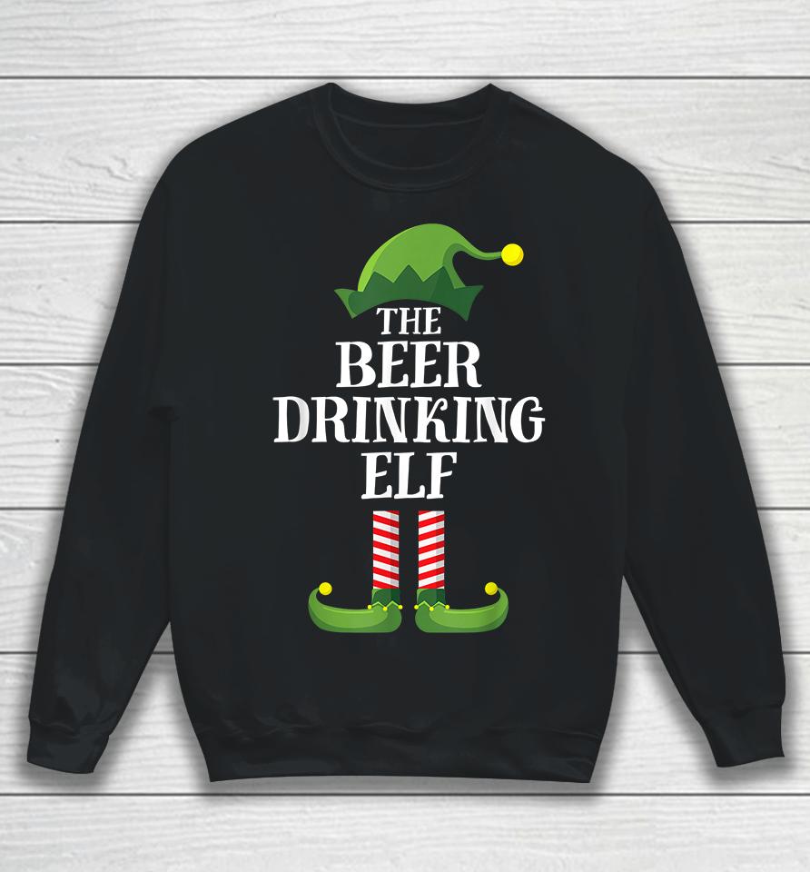 Beer Drinking Elf Matching Family Group Christmas Sweatshirt