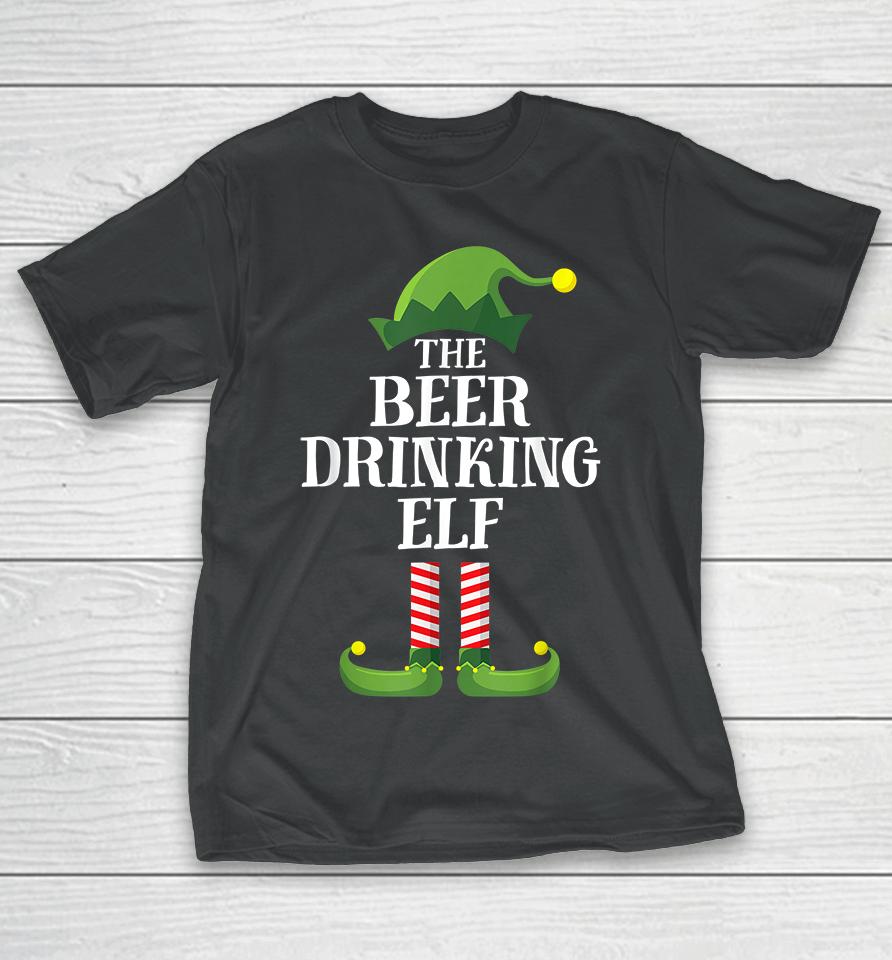 Beer Drinking Elf Matching Family Group Christmas T-Shirt