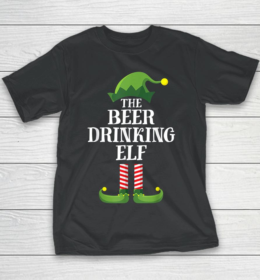 Beer Drinking Elf Matching Family Group Christmas Youth T-Shirt