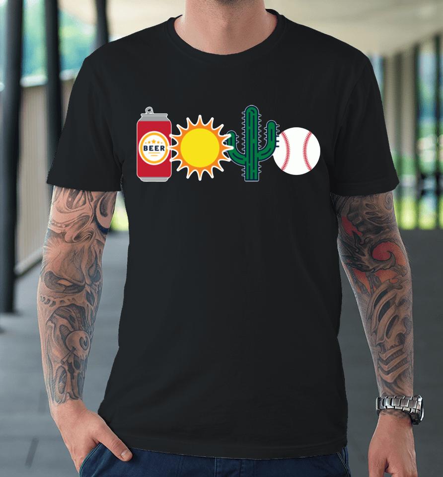 Beer Sun Cactus And Baseball Premium T-Shirt