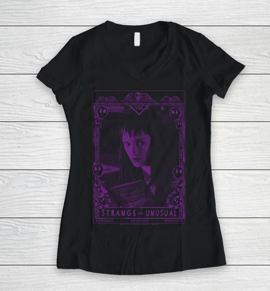 Beetlejuice Lydia Strange And Unusual Tarot Card Women V-Neck T-Shirt