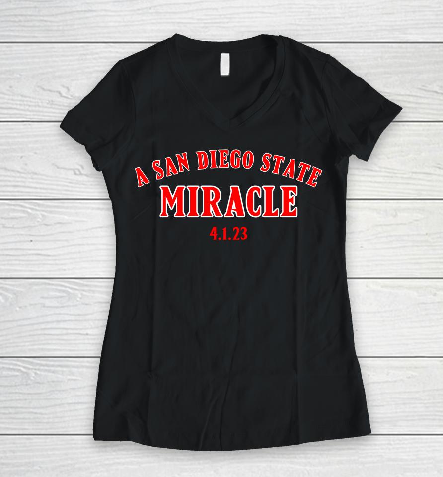 Ben And Woods Merch A San Diego State Miracle Women V-Neck T-Shirt