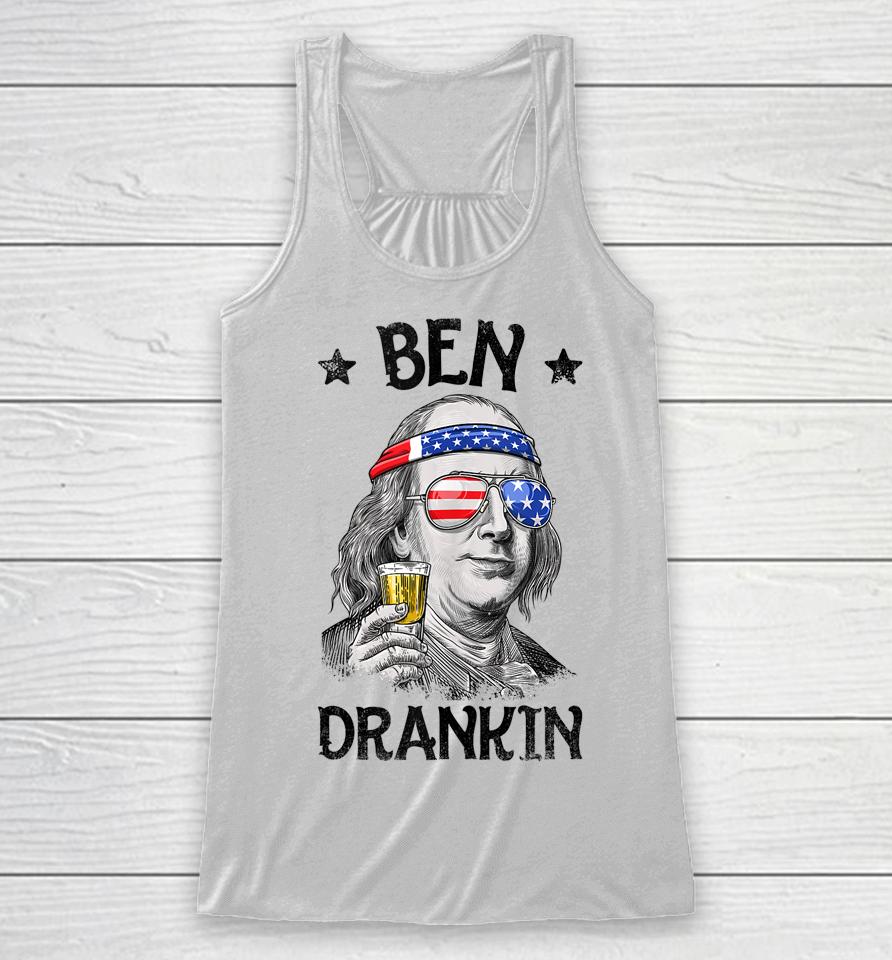 Ben Drankin 4Th Of July Benjamin Franklin Usa Flag Racerback Tank
