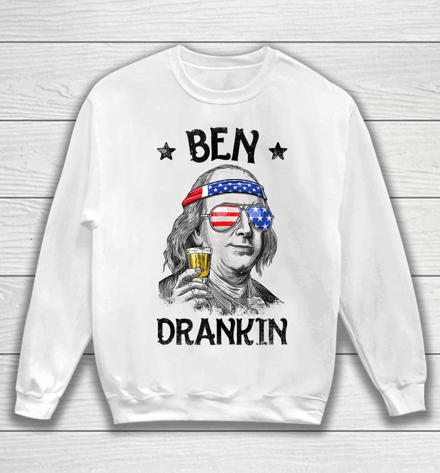 Ben Drankin 4Th Of July Benjamin Franklin Usa Flag Sweatshirt