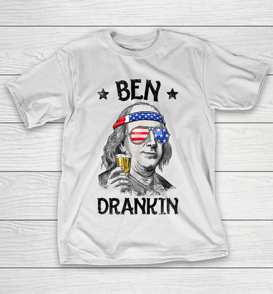 Ben Drankin 4Th Of July Benjamin Franklin Usa Flag T-Shirt